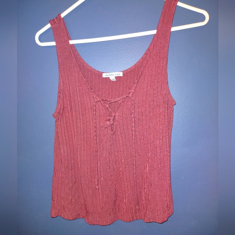 Charlotte Russe Burgundy Ribbed Tank Top